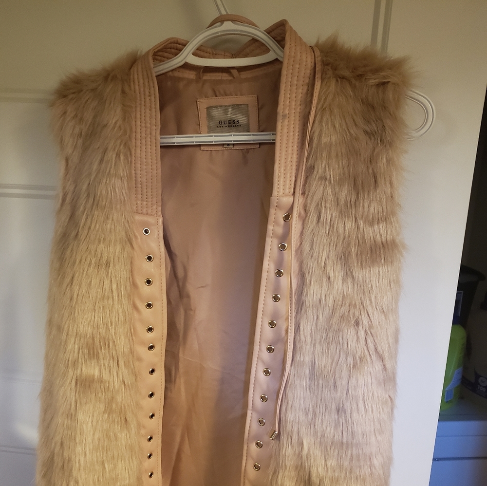 Light Pink Guess Fur Vest